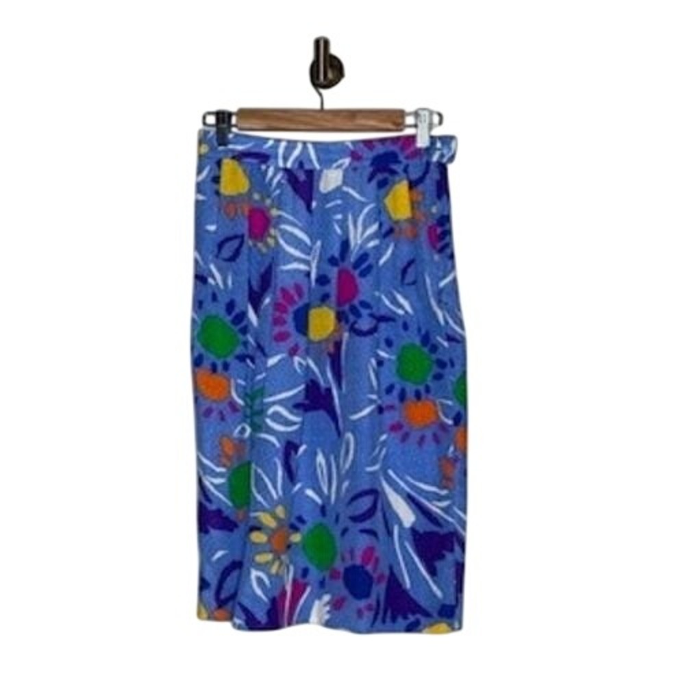 Vintage Carlisle 100% Silk Abstract Floral Skirt Women's‎ Size 8